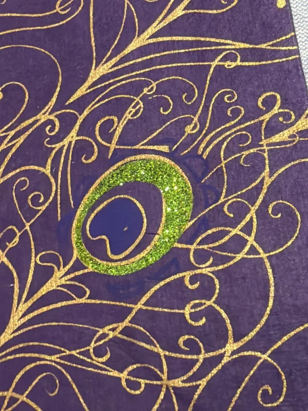 Vintage Pier 1 Import Handcrafted Cotton Fiber Gift Bag Gold Peacock Feather NWT